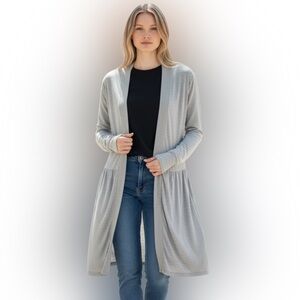 Muk Luks Women's Light Gray Cardigan Sweater